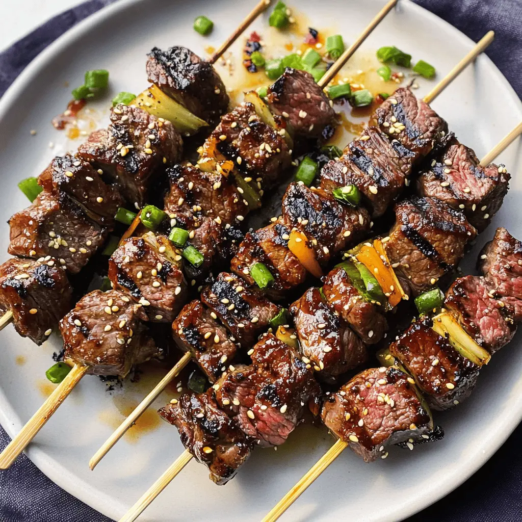 Get ready for a flavor-packed meal with these Asian Garlic Steak Skewers! Juicy pieces of steak marinated in a delicious blend of garlic, soy sauce, and sesame oil are grilled to perfection. Perfect for BBQs, family dinners, or a quick weeknight treat. Don’t forget to save this easy and mouthwatering recipe for your next gathering!