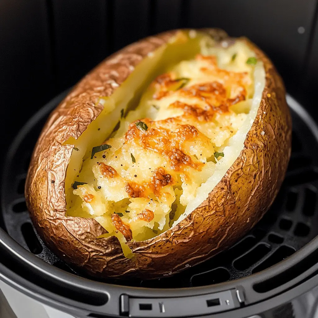 Get ready for the crispiest baked potato you'll ever make! This easy air fryer recipe features perfectly fluffy potatoes on the inside, with a golden, crunchy skin on the outside. Perfect for a quick side dish or a loaded meal topped with your favorite fixings. Save this pin for your next dinner idea, and impress your family with this simple yet delicious recipe!