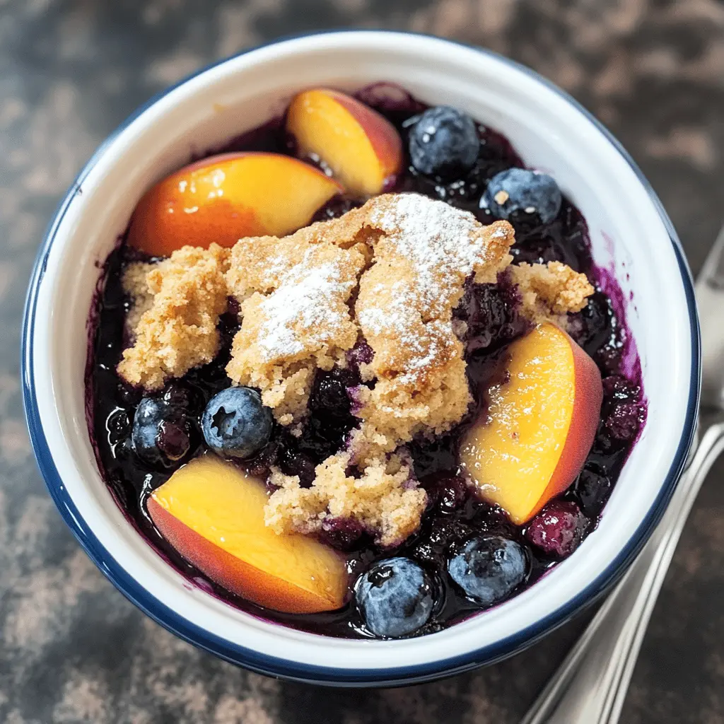 Easy Crockpot Blueberry Peach Cobbler Recipe