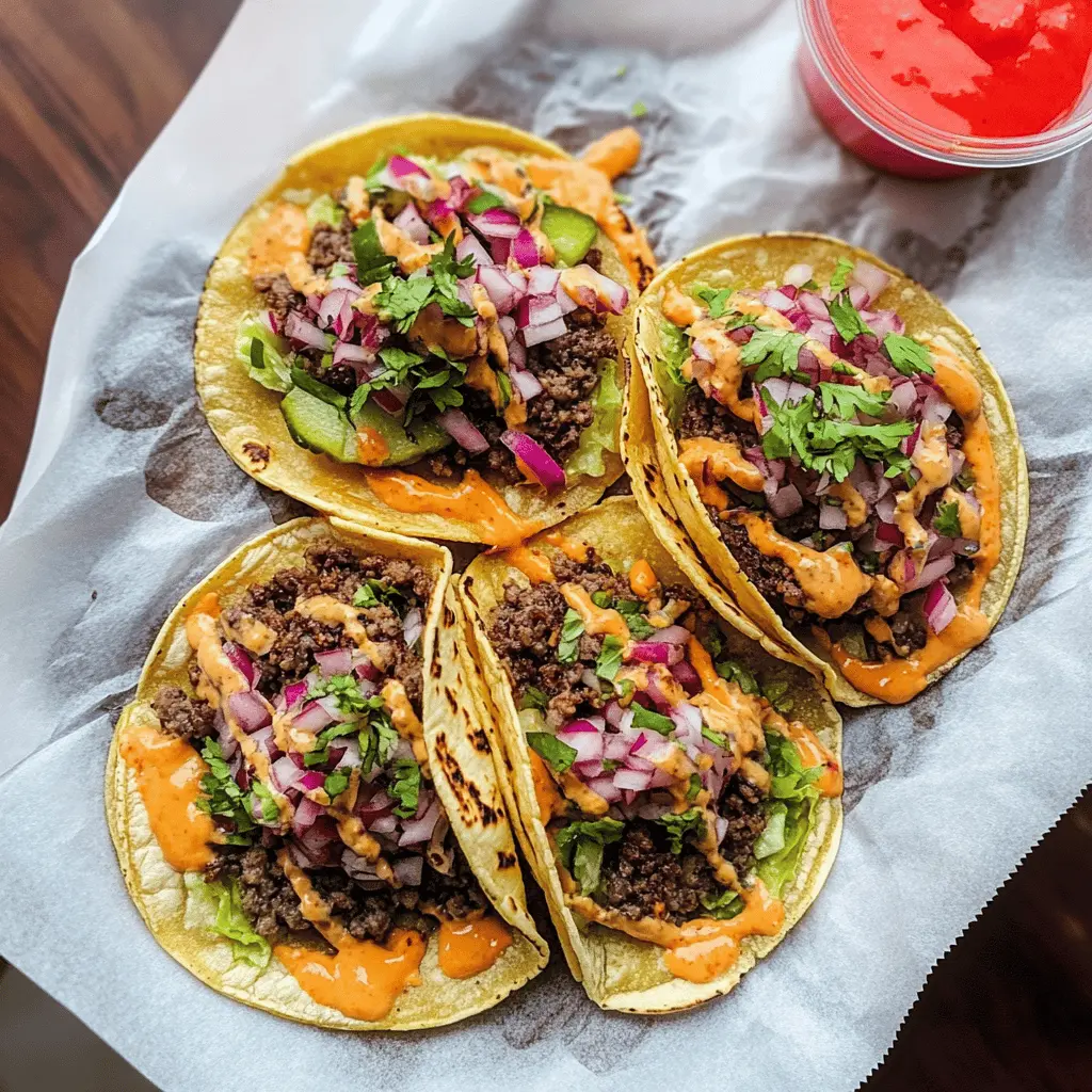 Who says you have to choose between tacos and burgers? These Easy Smash Burger Tacos bring together the best of both worlds! Packed with juicy beef, melty cheese, and all your favorite toppings, they’re perfect for a casual dinner or game day. Don't forget to save this recipe for your next taco night!
