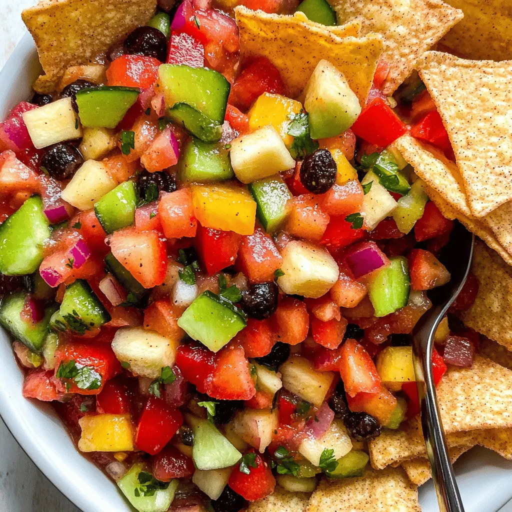 Easy Fresh Fruit Salsa with Cinnamon Chips