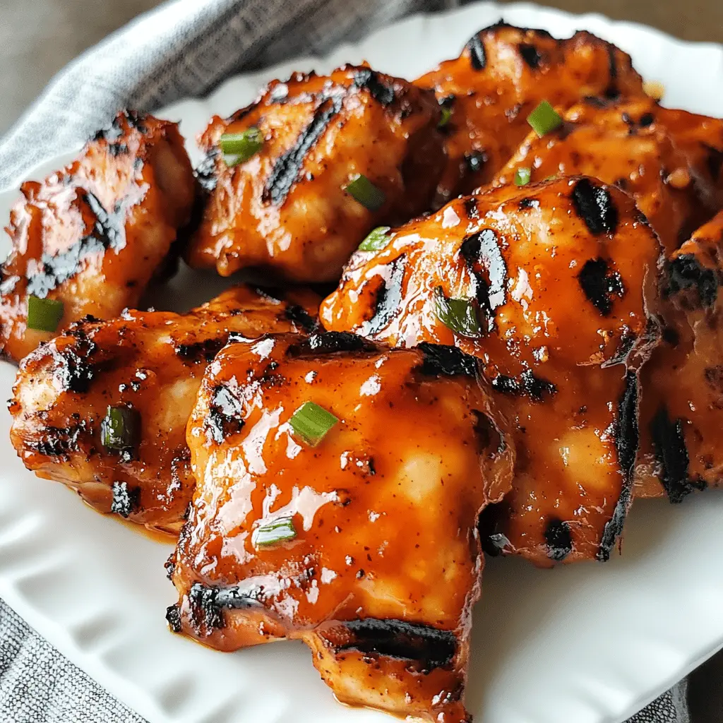 Juicy grilled chicken thighs tossed in a sweet and spicy honey buffalo sauce make for a perfect weeknight dinner. With tender meat and a delicious glaze, this recipe will become a family favorite! Save it for your next BBQ or game day gathering, and treat your friends to a flavor-packed dish everyone will love!