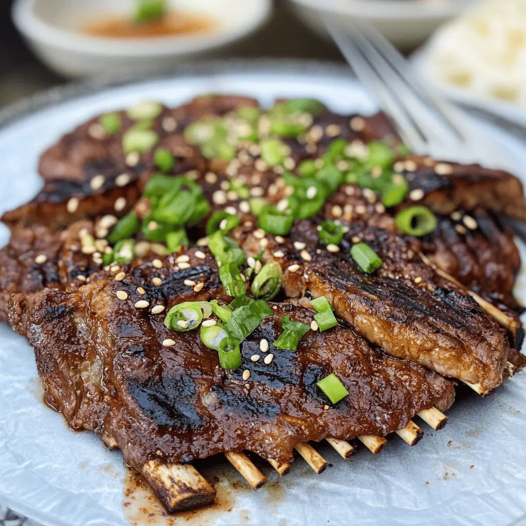 Get ready to enjoy mouthwatering Grilled Korean Short Ribs! These tender, marinated beef ribs bring a burst of flavor with each bite, combining sweet and savory notes from the classic Korean bulgogi marinade. Perfect for summer BBQs or a family dinner, this recipe is sure to impress! Save this pin for your next grilling adventure!