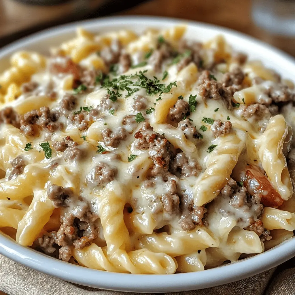 Creamy, cheesy, and oh-so-satisfying, this Loaded Cheeseburger Alfredo Pasta brings all your favorite burger flavors into one delicious dish! Featuring ground beef, rich Alfredo sauce, and melty cheese, it’s perfect for a cozy dinner or a fun family meal. Save this recipe and treat your loved ones to a comforting bowl, any night of the week!