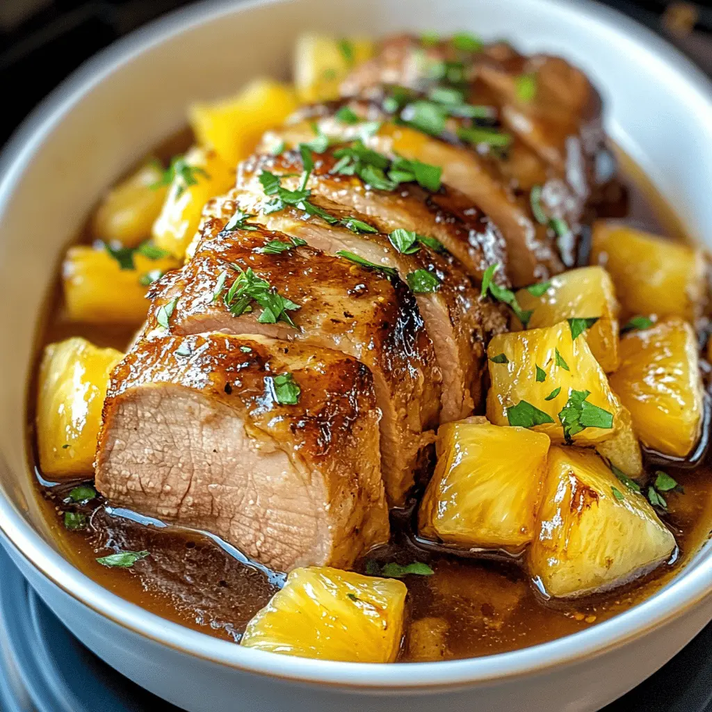 Tender and flavorful, this Slow Cooker Pineapple Pork Loin is a must-try! With juicy pineapple and a tangy sauce, it creates a sweet and savory dish that everyone will love. Perfect for weeknight dinners or special gatherings. Save this recipe now to impress your family and friends with an easy yet delicious meal! 🍍✨
