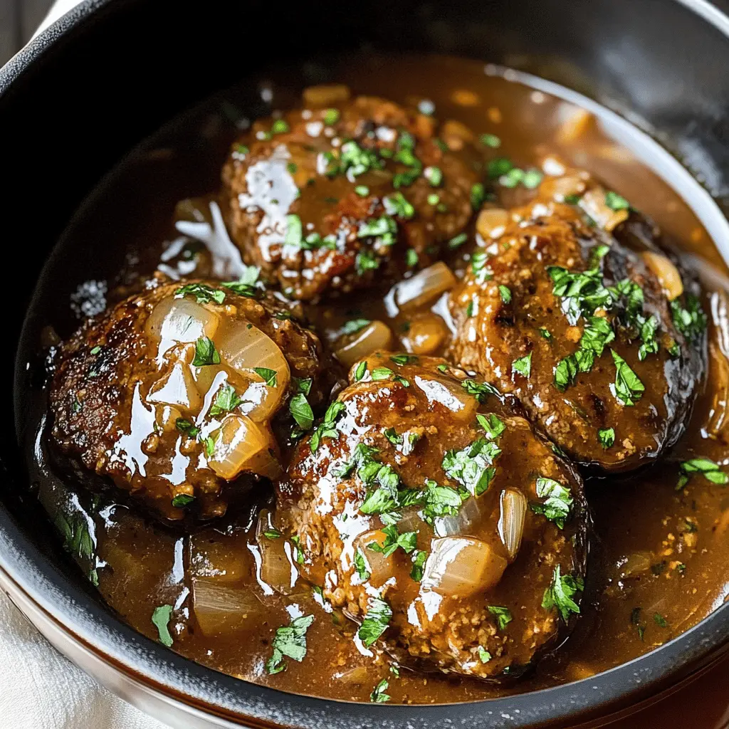 Transform your dinner routine with these flavorful Slow Cooker Salisbury Steaks! Made with tender beef patties smothered in a rich mushroom gravy, this hearty meal is perfect for busy weeknights. Serve it with mashed potatoes or sautéed greens for a comforting family dinner. Save this recipe for an easy and delicious go-to dish!