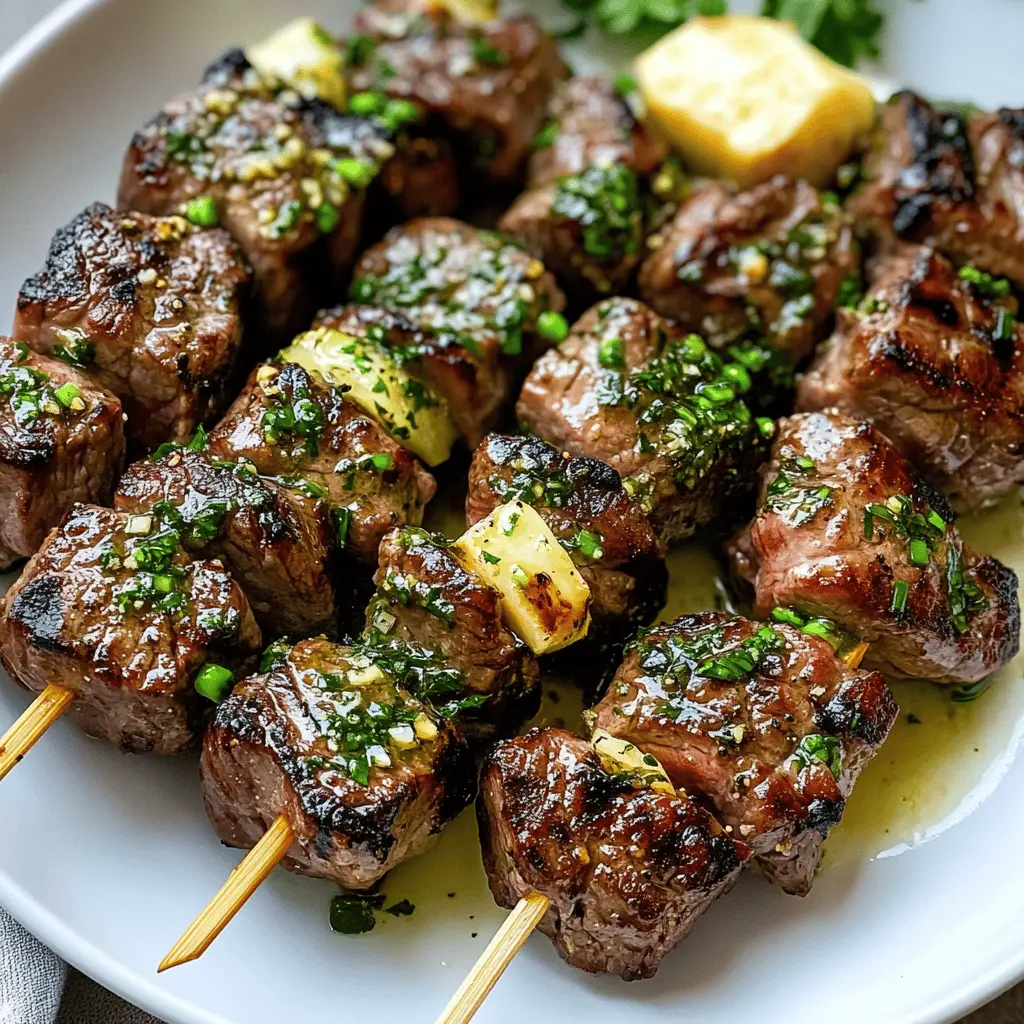 Juicy steak kabobs drizzled with rich garlic butter are a must-try for your next barbecue! These flavorful skewers are perfect for summer gatherings or cozy family dinners. With tender beef and vibrant veggies, every bite is irresistible. Save this recipe and impress your guests at your next cookout or tailgate party!