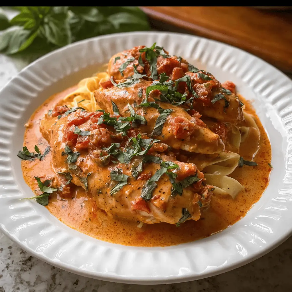 Easy Slow Cooker Creamy Tomato Basil Chicken