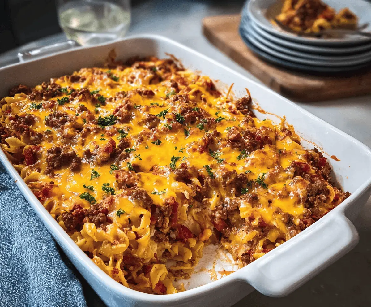 Easy Cheesy Hamburger Casserole Recipe
