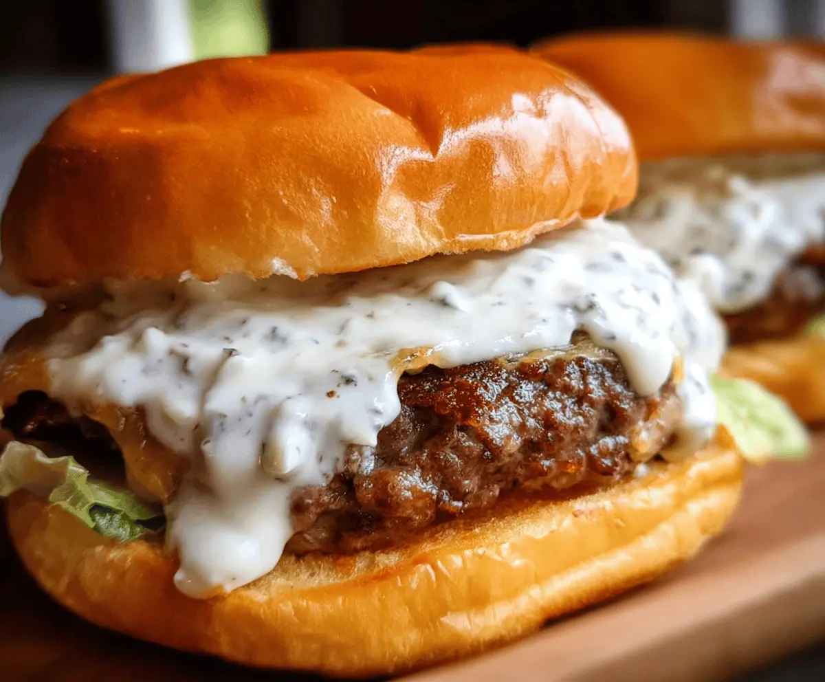 Garlic Overboard Burgers with Creamy Sauce