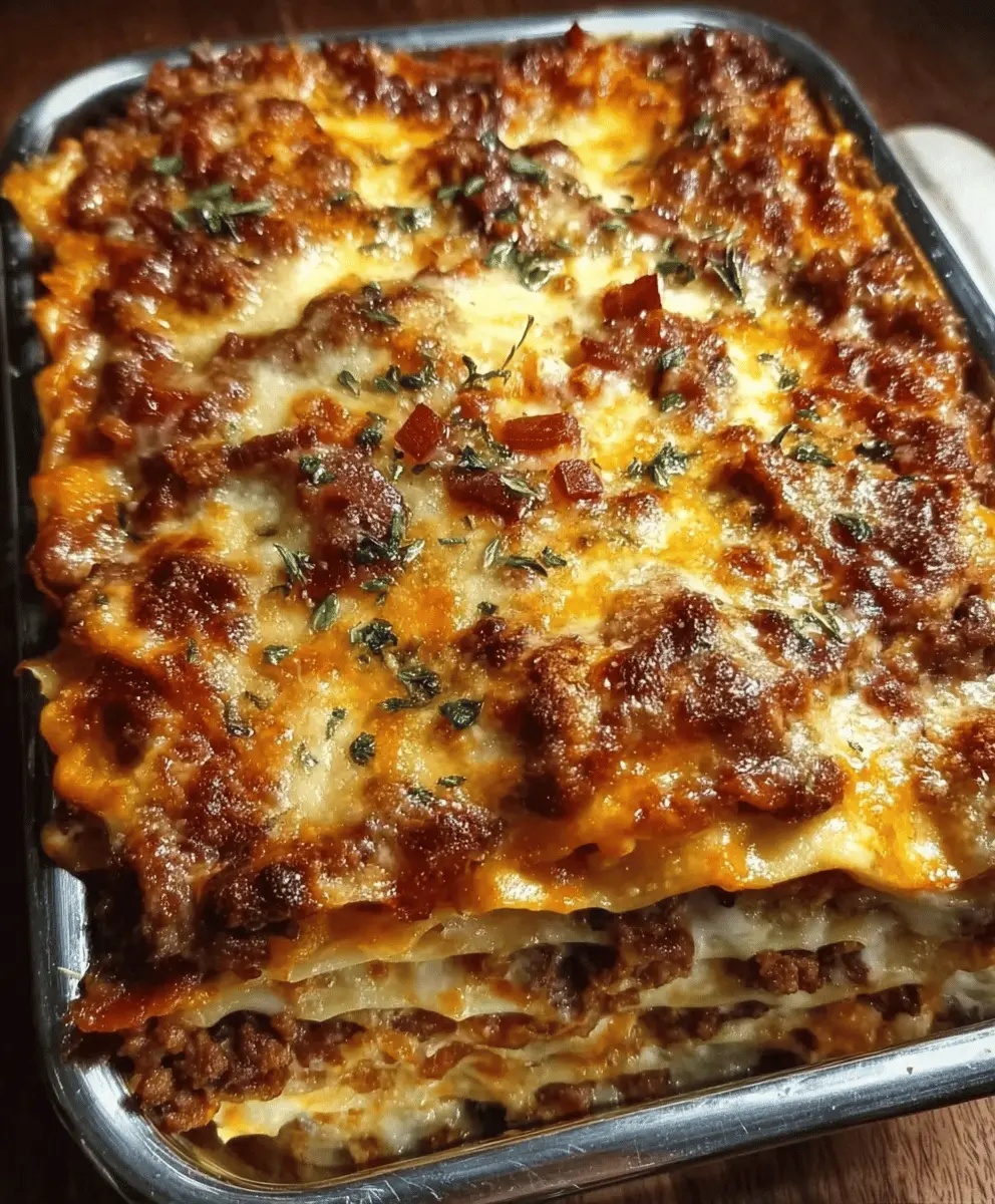 Easy Parmesan Garlic Bacon Cheeseburger Lasagna