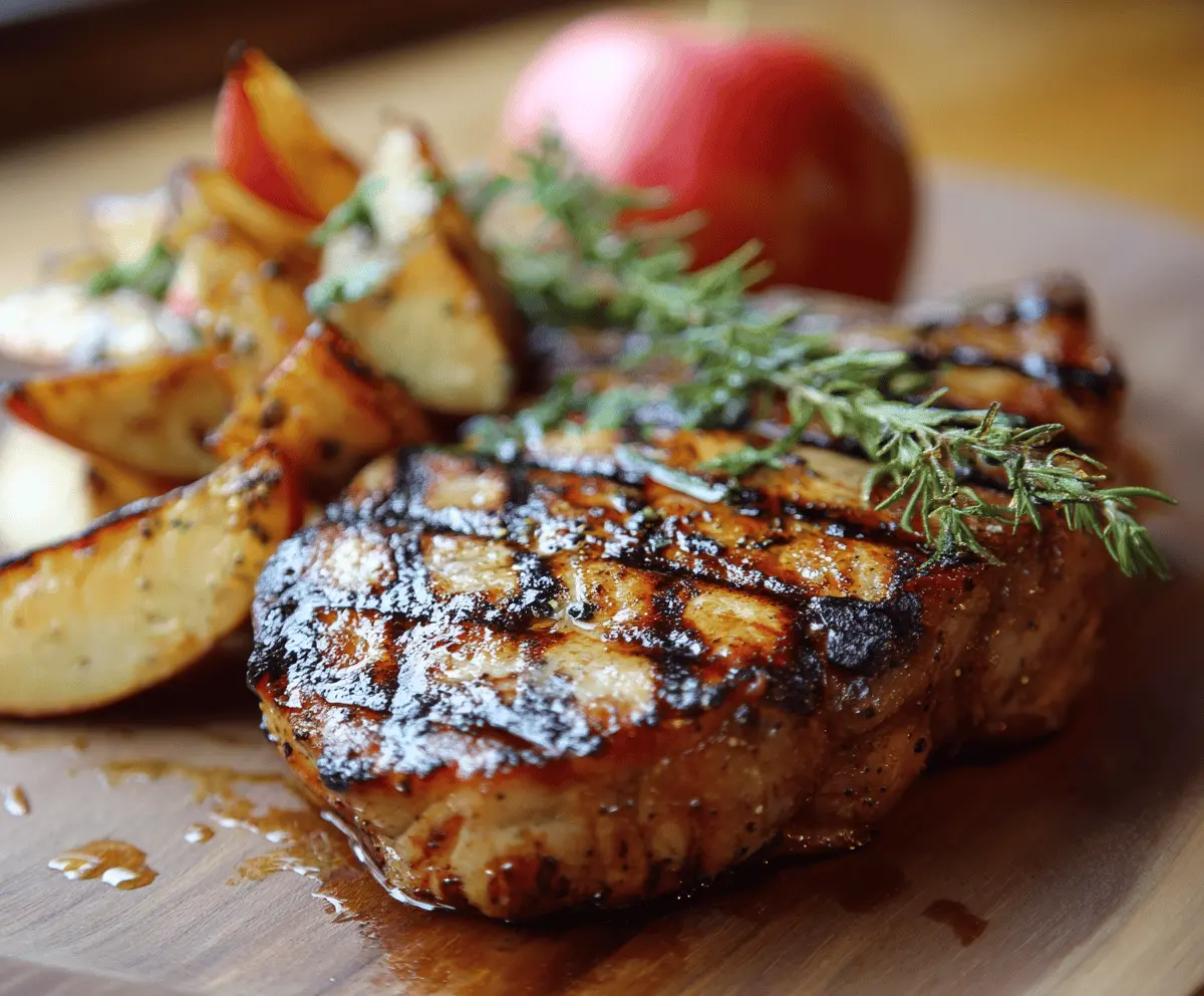 Grilled Pork Chops with Apples