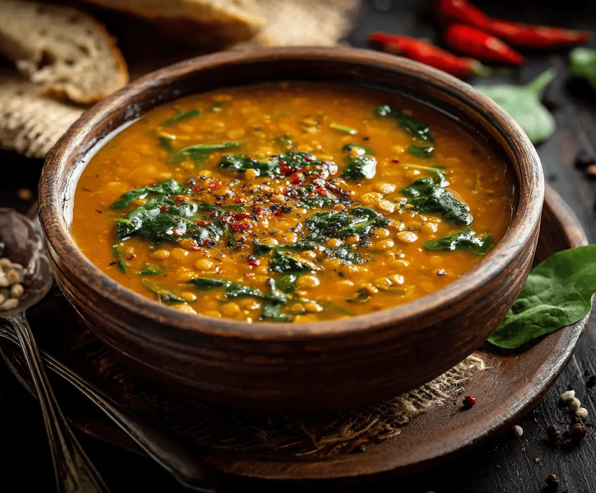 Vegan Lentil Soup with Spinach