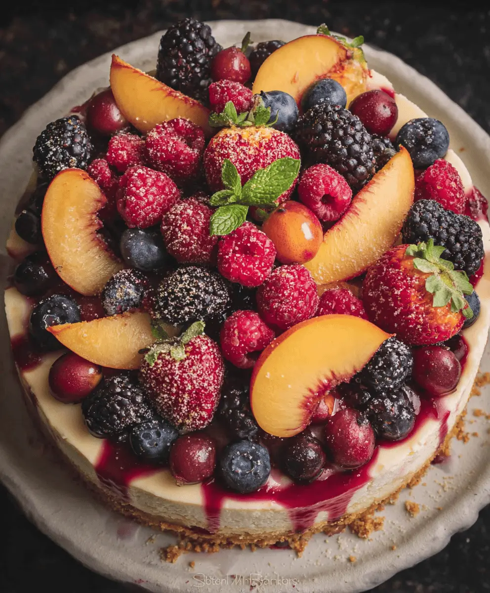 Summer Berry and Peach No-Bake Cheesecake Recipe
