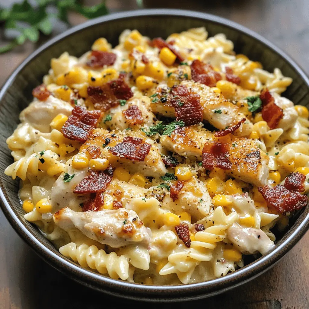 Creamy Chicken Corn Pasta with Bacon Recipe