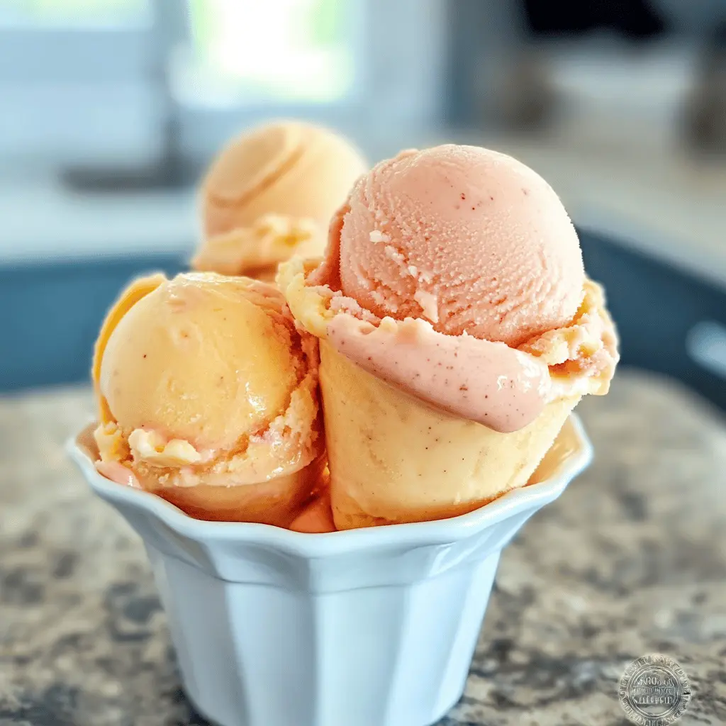 Easy 2-Ingredient No Churn Peach Sherbet Recipe