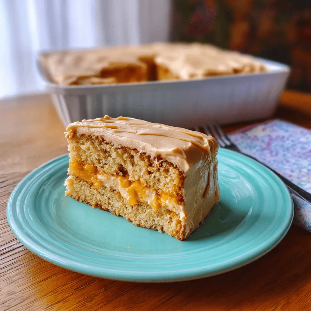 Moist Peach Cake With Brown Sugar Frosting