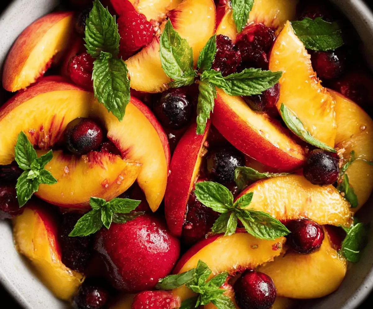 Fresh Honey Lime Peach Basil Fruit Salad Recipe