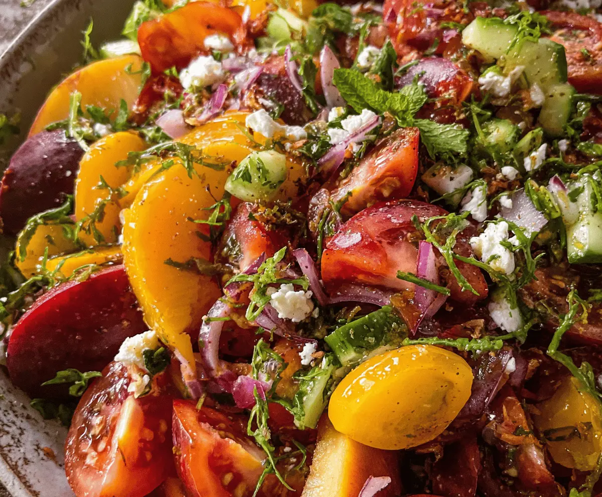 Fresh Summer Chopped Tomato and Peach Salad