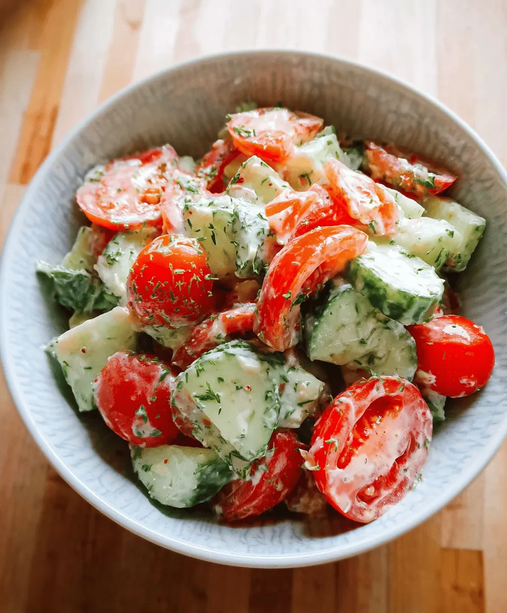 Creamy Cucumber Tomato Salad with Fresh Herbs