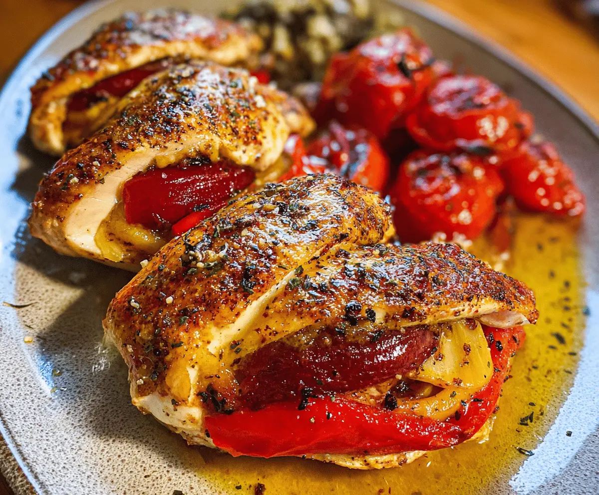 Easy Stuffed Chicken Breast with Roasted Peppers