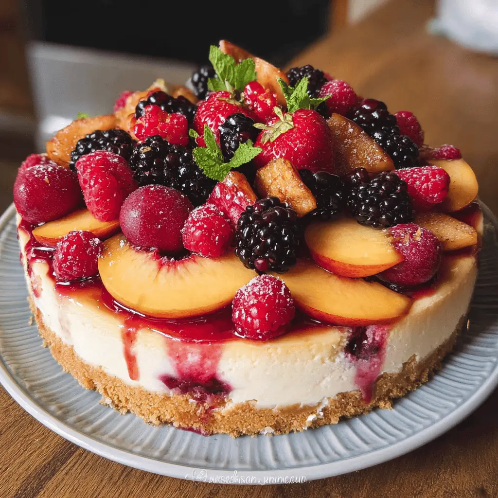 Fresh Summer Berry and Peach Cheesecake Recipe