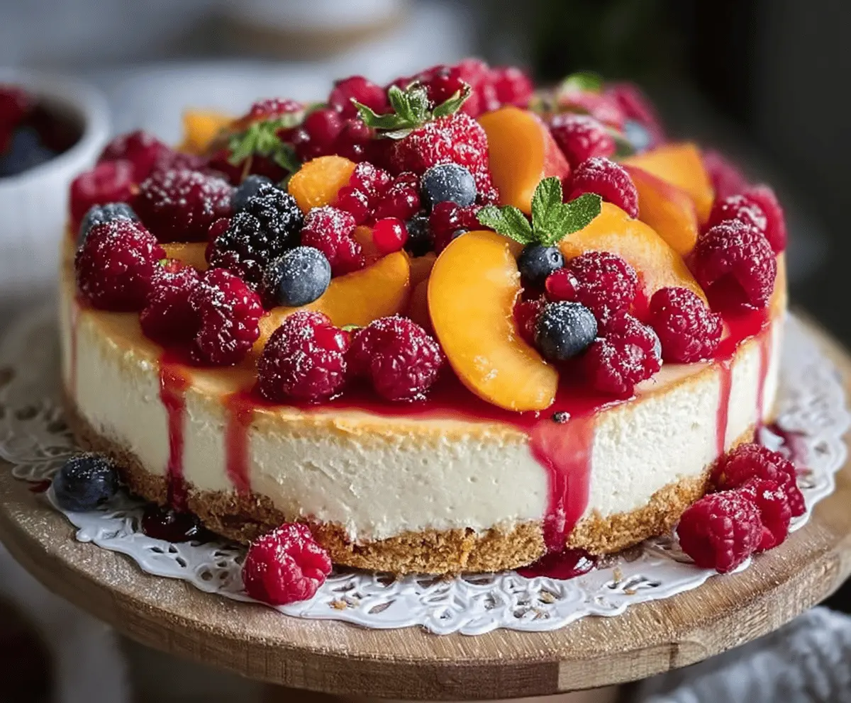 Fresh Summer Berry and Peach Cheesecake Recipe