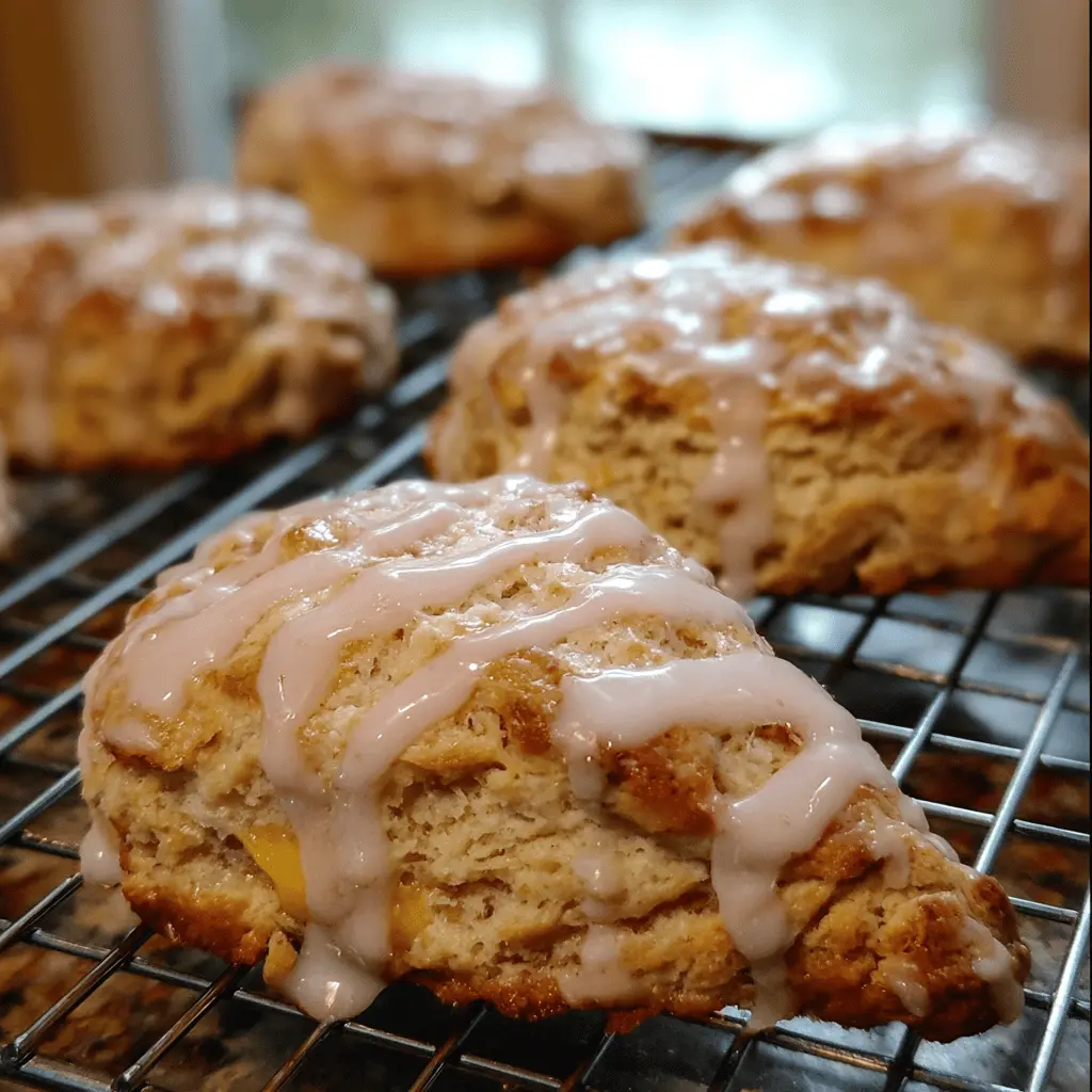 Easy Peach Pie Scones With Sweet Vanilla Glaze