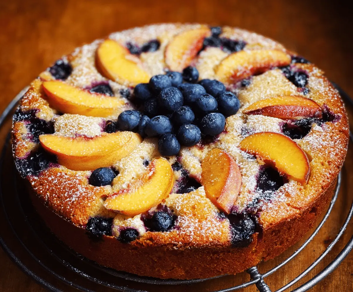 Moist Peach and Blueberry Greek Yogurt Cake