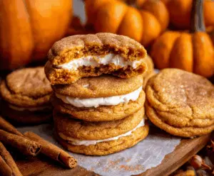 Delicious pumpkin cheesecake cookies filled with creamy cream cheese, perfect for fall desserts.