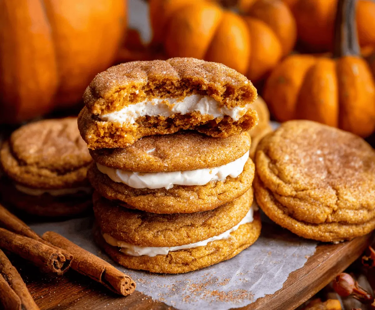 Delicious pumpkin cheesecake cookies filled with creamy cream cheese, perfect for fall desserts.