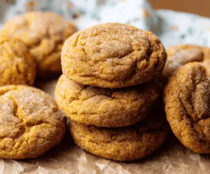 Delicious homemade Pumpkin Snickerdoodle Cookies topped with cinnamon sugar, perfect for fall baking and festive treats.