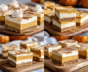 Delicious Pumpkin Pie Cheesecake Bars topped with whipped cream and cinnamon, served on a white plate for a festive fall dessert.
