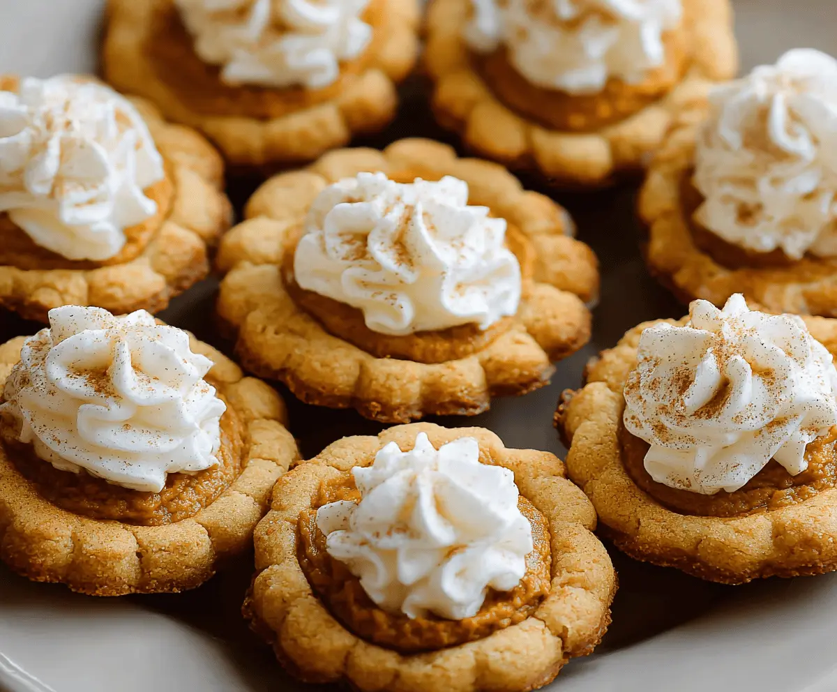 Delicious homemade pumpkin pie cookies with a spiced pumpkin filling and festive fall decorations on a plate