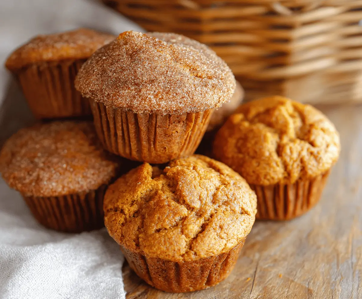 Freshly baked pumpkin sour cream muffins with a golden-brown crust, perfect for breakfast or a cozy snack